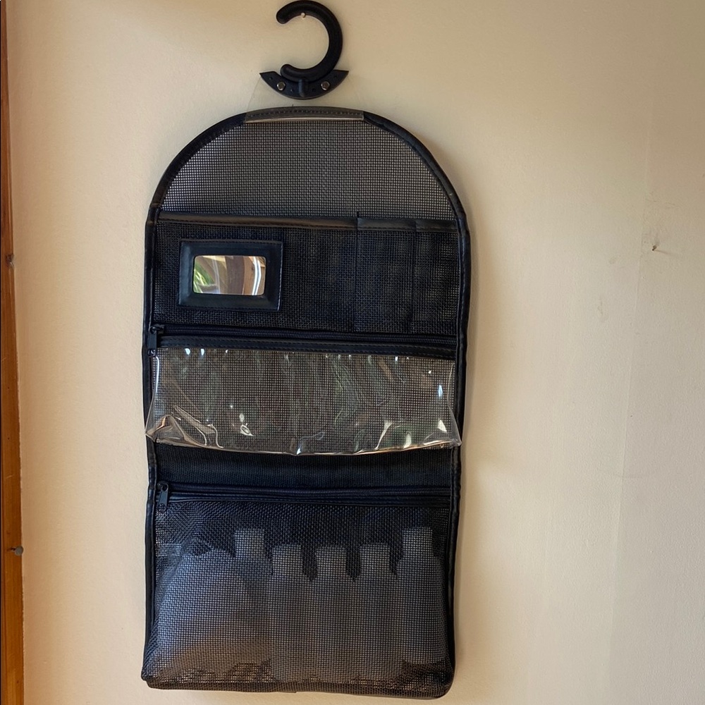 Black Travel Bag with Durable Nylon and Hanging Hook